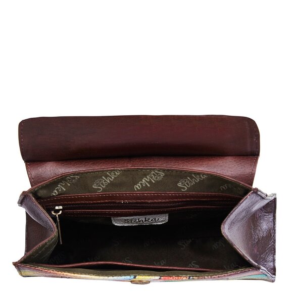 Hand-Painted Leather Abstract Artwork Handbag– Top Handle Shoulder Bag for Women - Picture 5 of 9